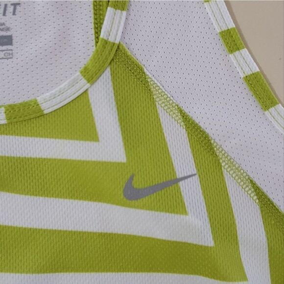 Nike Women's Dri-FIT Green Chevron Running Tank Top - Picture 6 of 11